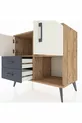 Commode Hyperion 2 étagères 2 tiroirs 2 portes Pin-Marbre/Anthracite