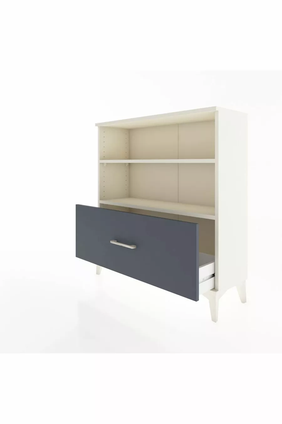 Commode Arges 2 étagères 1 tiroir Pierre de lune-Anthracite