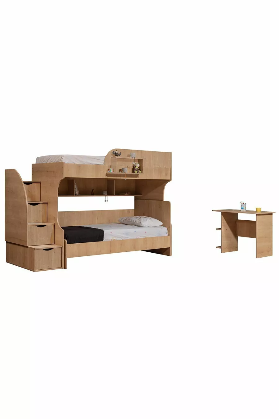 Lits superposés, Lit Aura Ranza avec table et 2 matelas Comfort