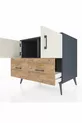 Commode Kronos avec 2 étagères, 2 tiroirs et 2 portes Anthracite-Pierre d'argile/Sapin