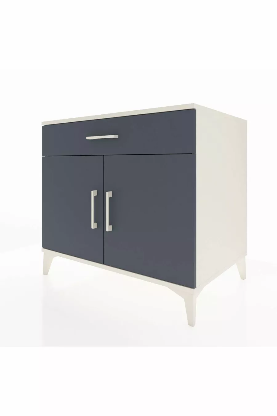Kronos Commode avec une étagère, un tiroir et deux portes, Pierre de Lune-Anthracite