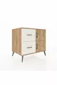 Commode Kronos à une étagère, 2 tiroirs et 2 portes, Pin-Pin / Pierre de lune