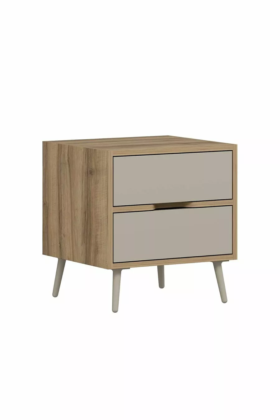 Elina Table de chevet à 2 tiroirs - Doré/Sable
