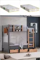 Lit superposé Ranza Asya avec tiroirs amovibles, 2 matelas Comfort