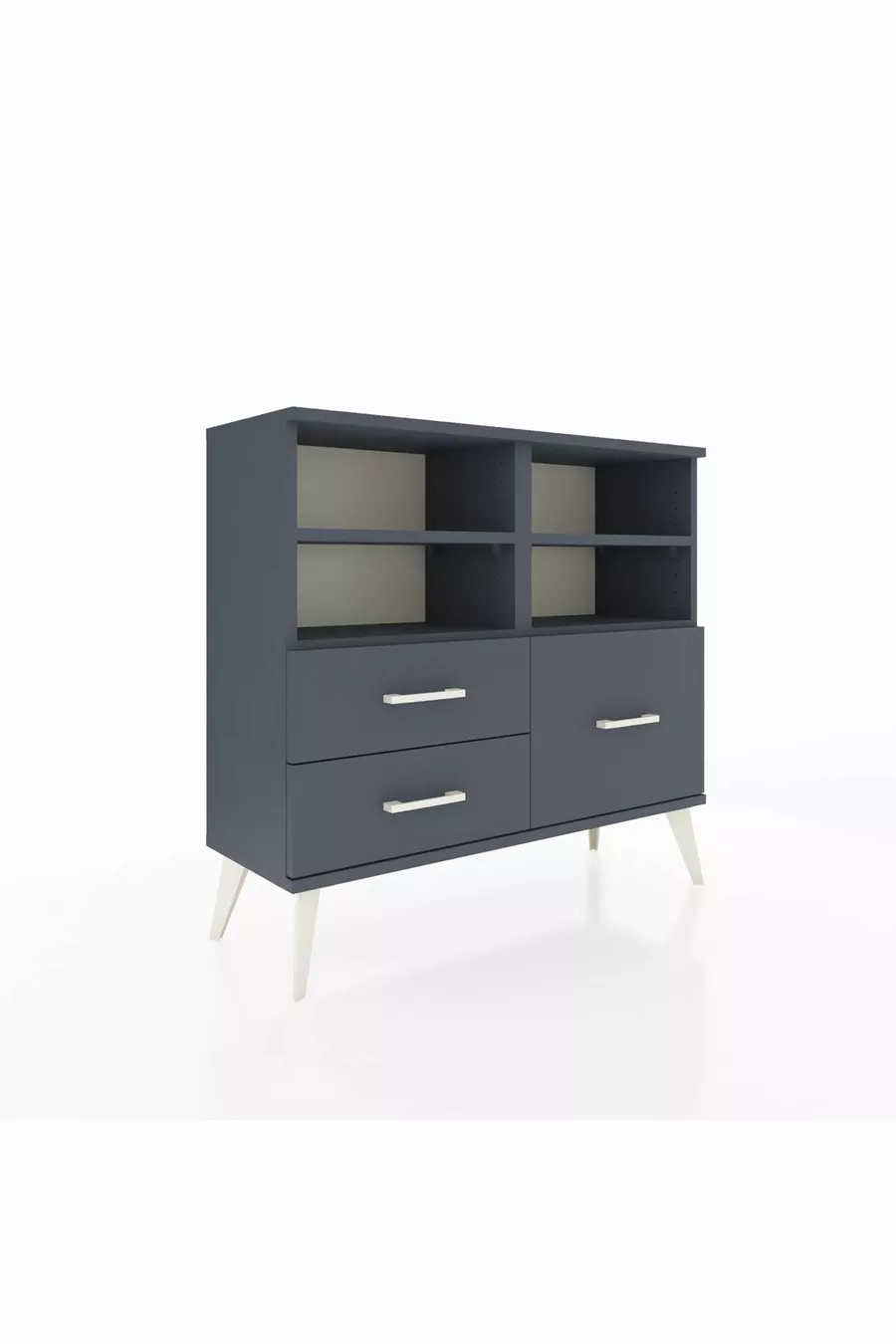 Commode Arges 4 étagères 3 tiroirs Anthracite-Anthracite