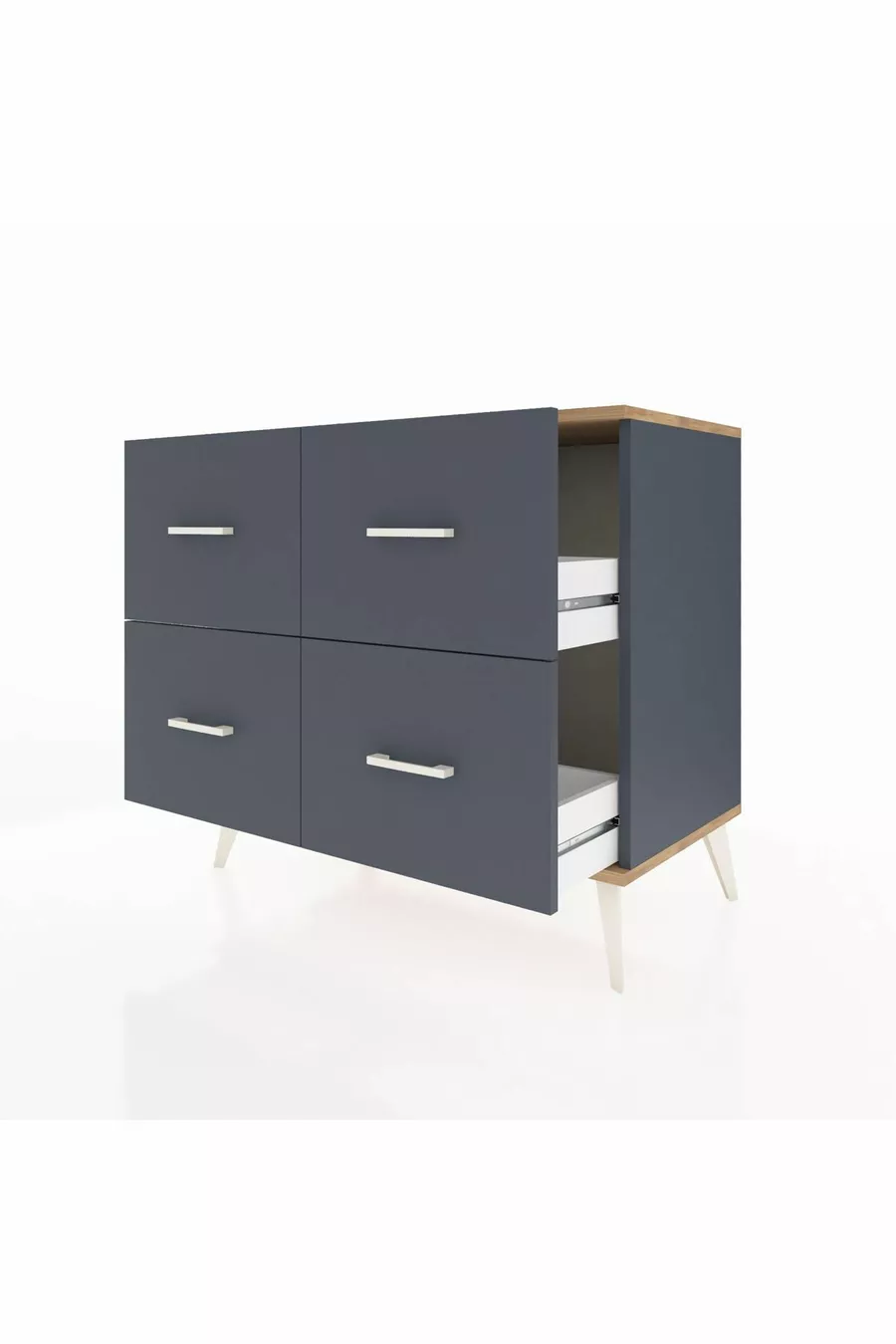 Commode Hyperion 4 tiroirs Anthracite-Sapin/Anthracite