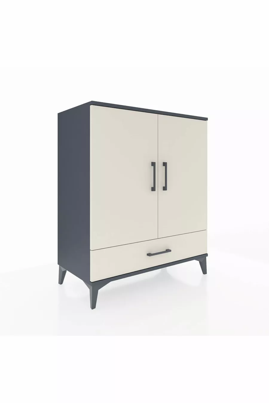 Bahut Hyperion 3 étagères avec 1 tiroir et 2 portes Anthracite-Pierre de Lune
