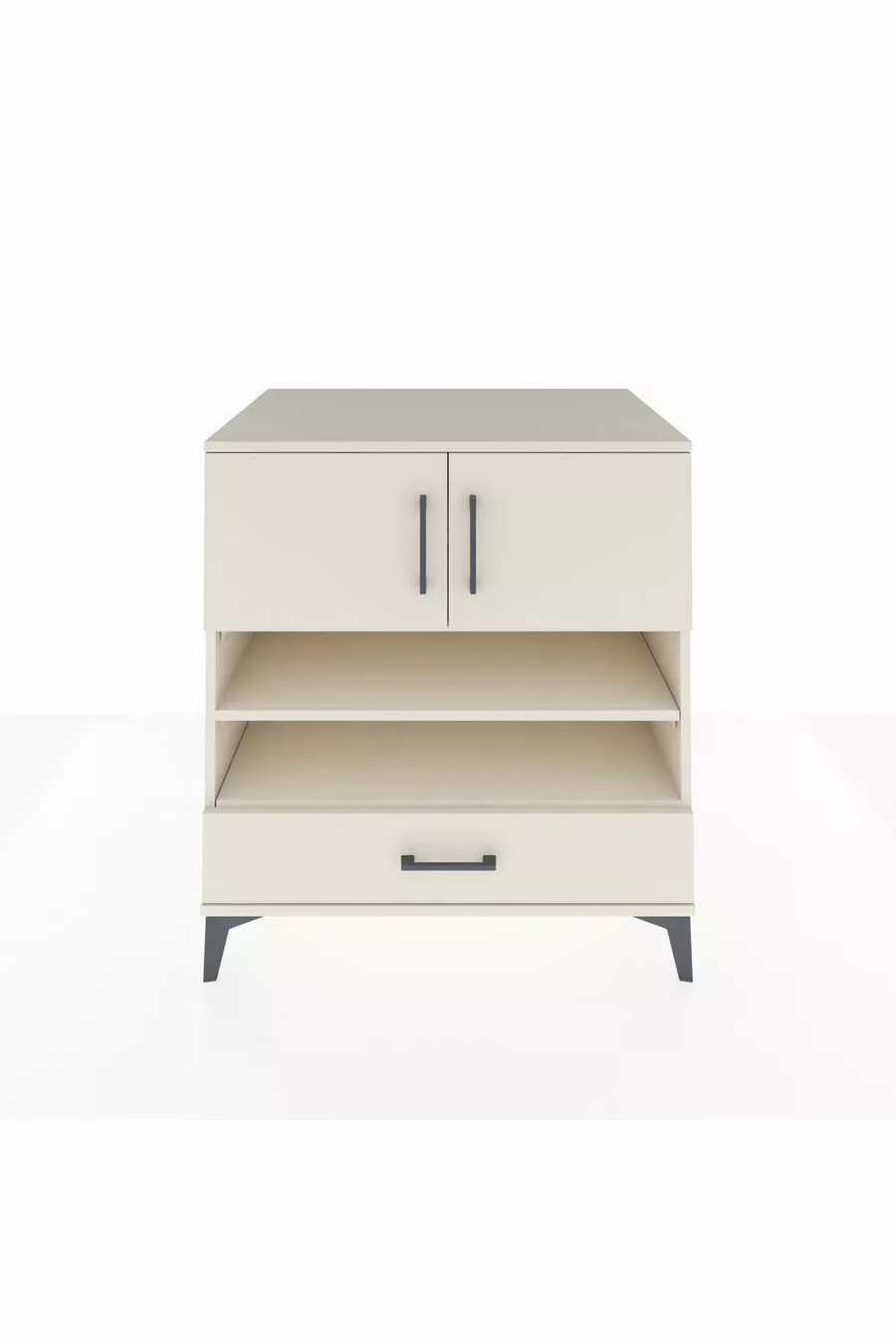 Commode Kronos avec 4 étagères, 1 tiroir et 2 portes, Pierre de Lune-Pierres de Lune