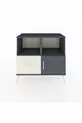 Commode Hyperion 2 étagères 1 tiroir 1 porte Anthracite-Anthracite/Gris pierre
