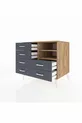 Commode Kronos 2 étagères 6 tiroirs Pin-Pin/Anthracite