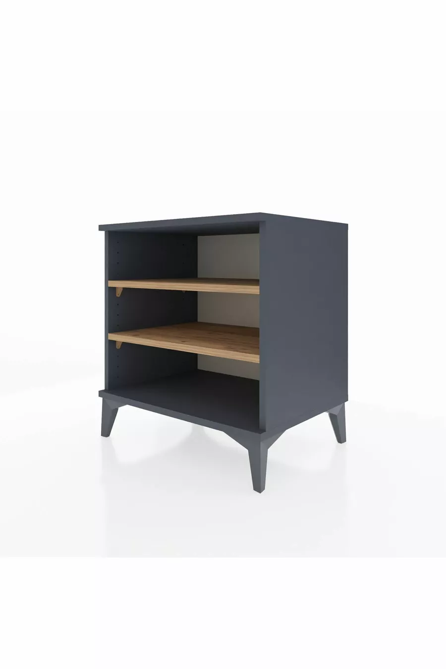 Chevet Hyperion à 2 étagères Anthracite-Bois de pin
