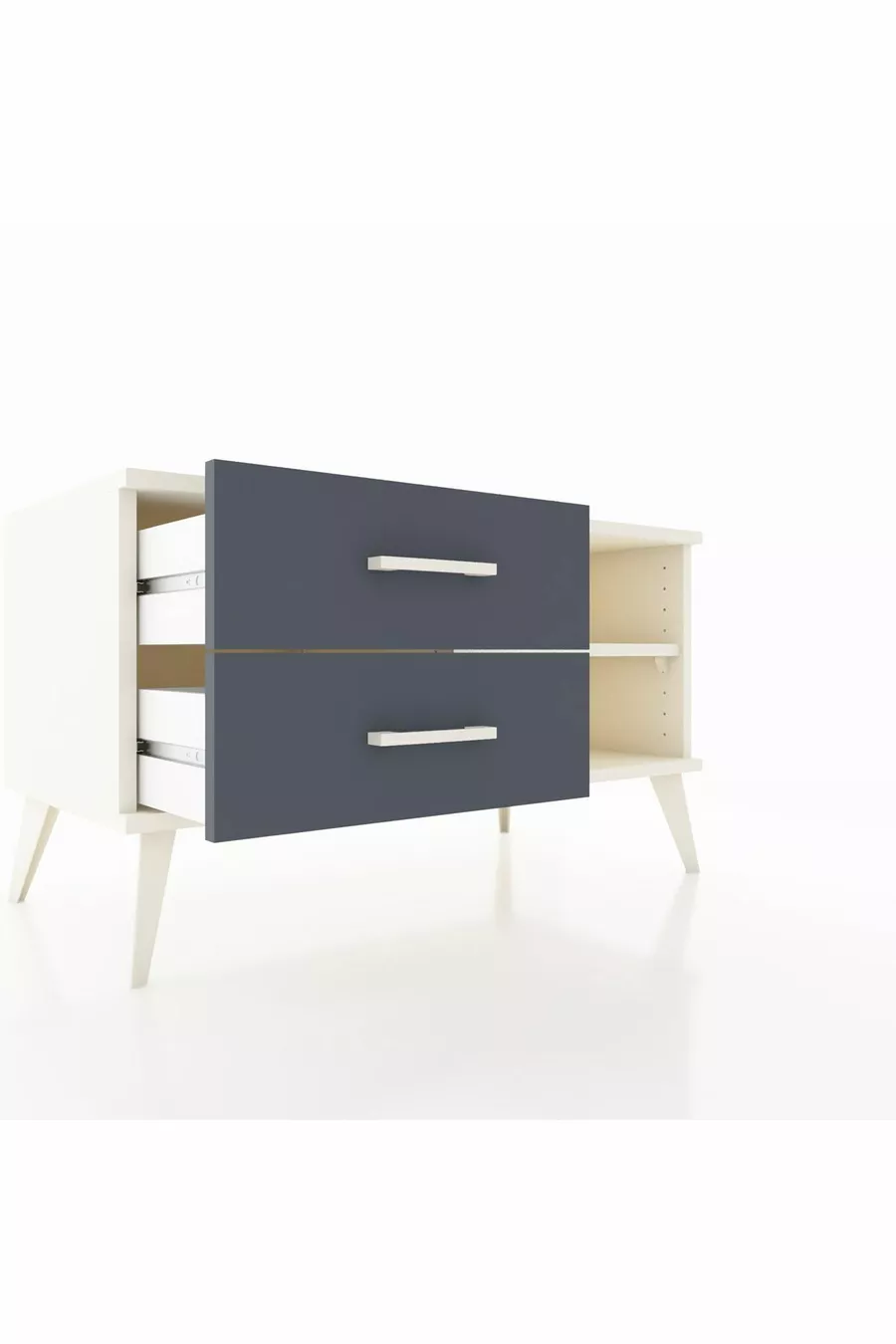 Commode Hyperion à une étagère et 2 tiroirs, Pierre de lune / Anthracite