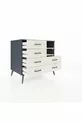 Commode Kronos à 2 étagères et 6 tiroirs Anthracite-Pierre de lune
