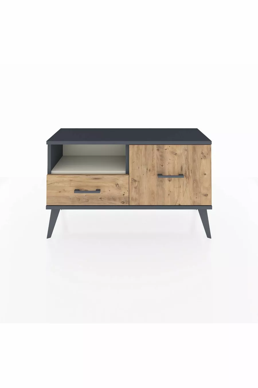 Commode Arges à une étagère et 2 tiroirs Anthracite-Pierre de lune/Merisiers