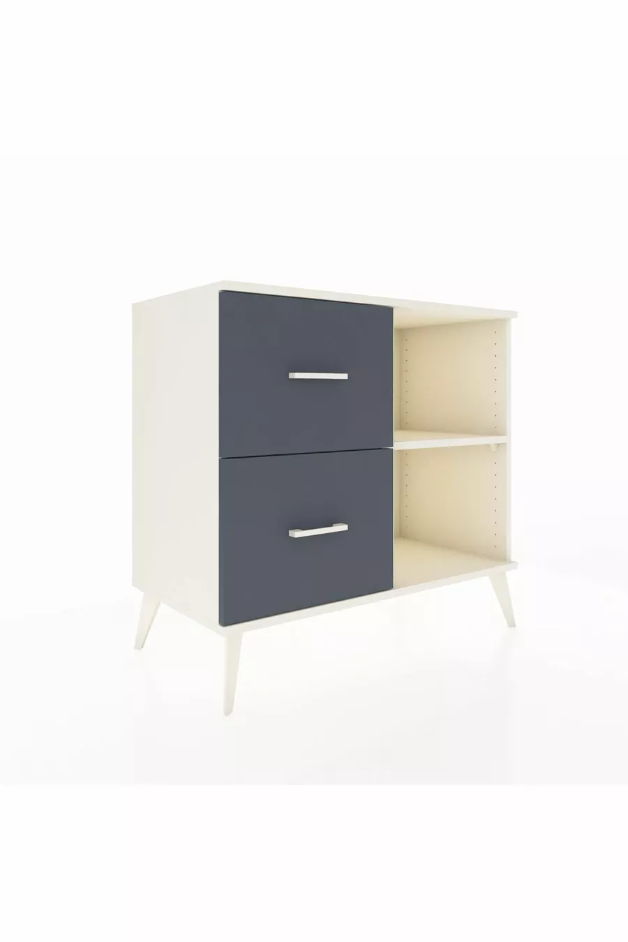 Commode Hyperion à une étagère et 2 tiroirs, Pierre de lune / Anthracite