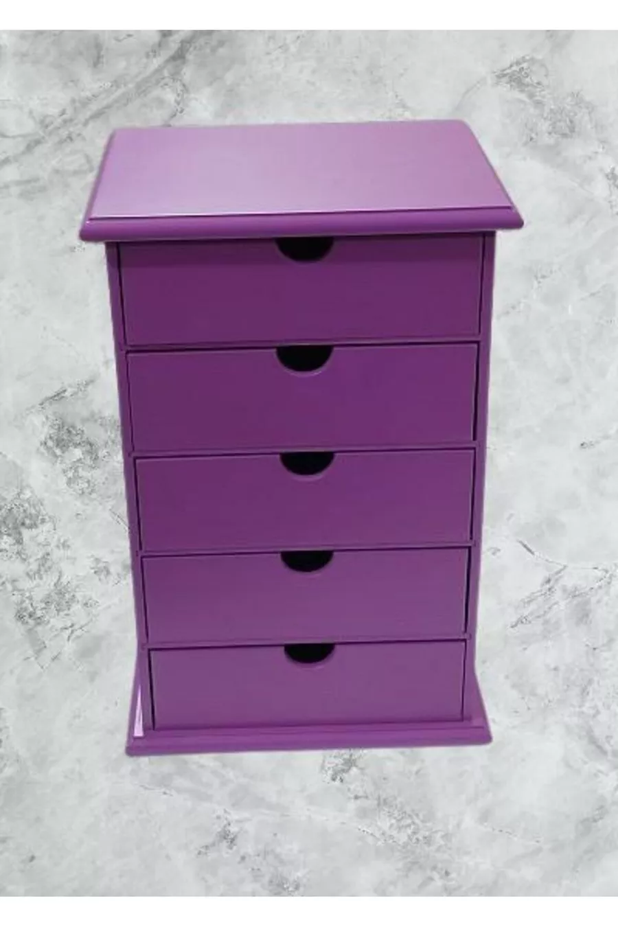 Hobi ERDL Commode Boîte à Bijoux et Maquillage 5 Tiroirs Peinture Brillante VIOLET Fait Main
