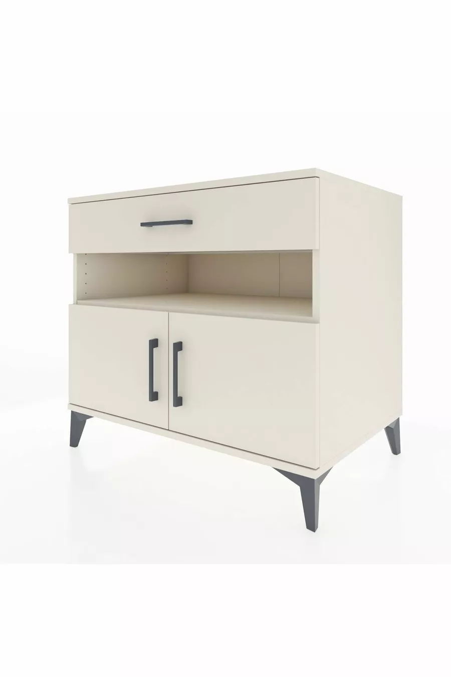 Commode Kronos avec 2 étagères, 1 tiroir et 2 portes, Pierre de Lune-Pierres de Lune