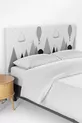 Housse de tête de lit pour enfant avec motif de montagne et vallée d'oiseaux sur fond gris