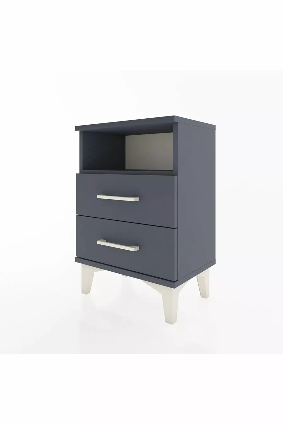 Chevet Arges à une étagère et 2 tiroirs Anthracite-Anthracite