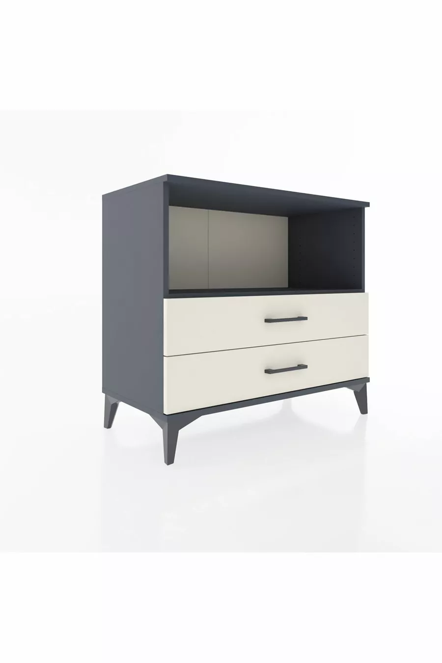Commode Hyperion à une étagère et 2 tiroirs Anthracite-Pierre de Lune