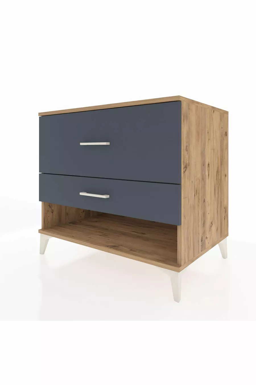 Commode Kronos à 2 tiroirs Pin-Anthracite