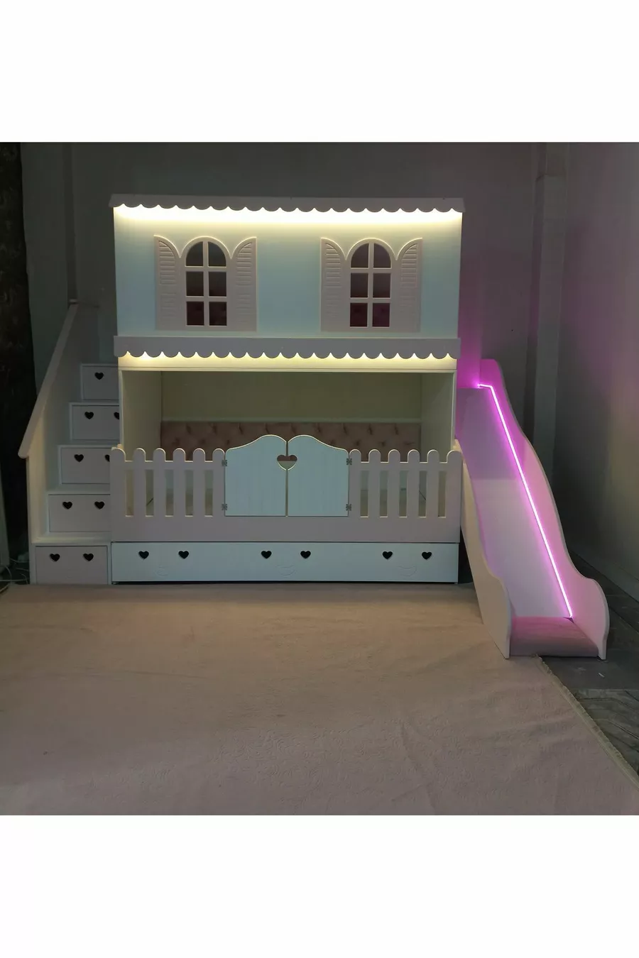 Lit superposé pour enfants avec toboggan Alaçatı