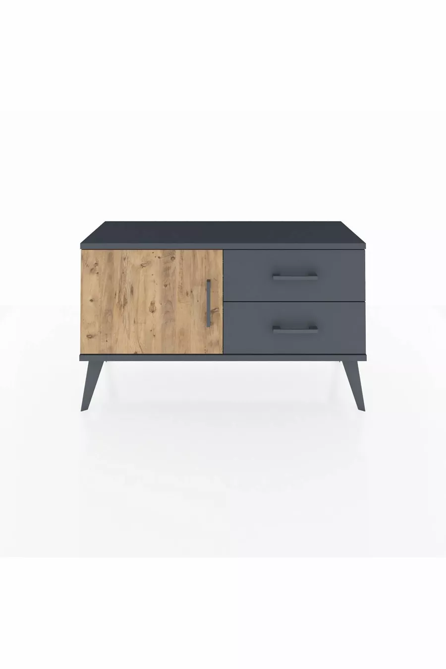 Commode Arges à une étagère, 2 tiroirs et une porte, Anthracite-Sapin/Anthracite