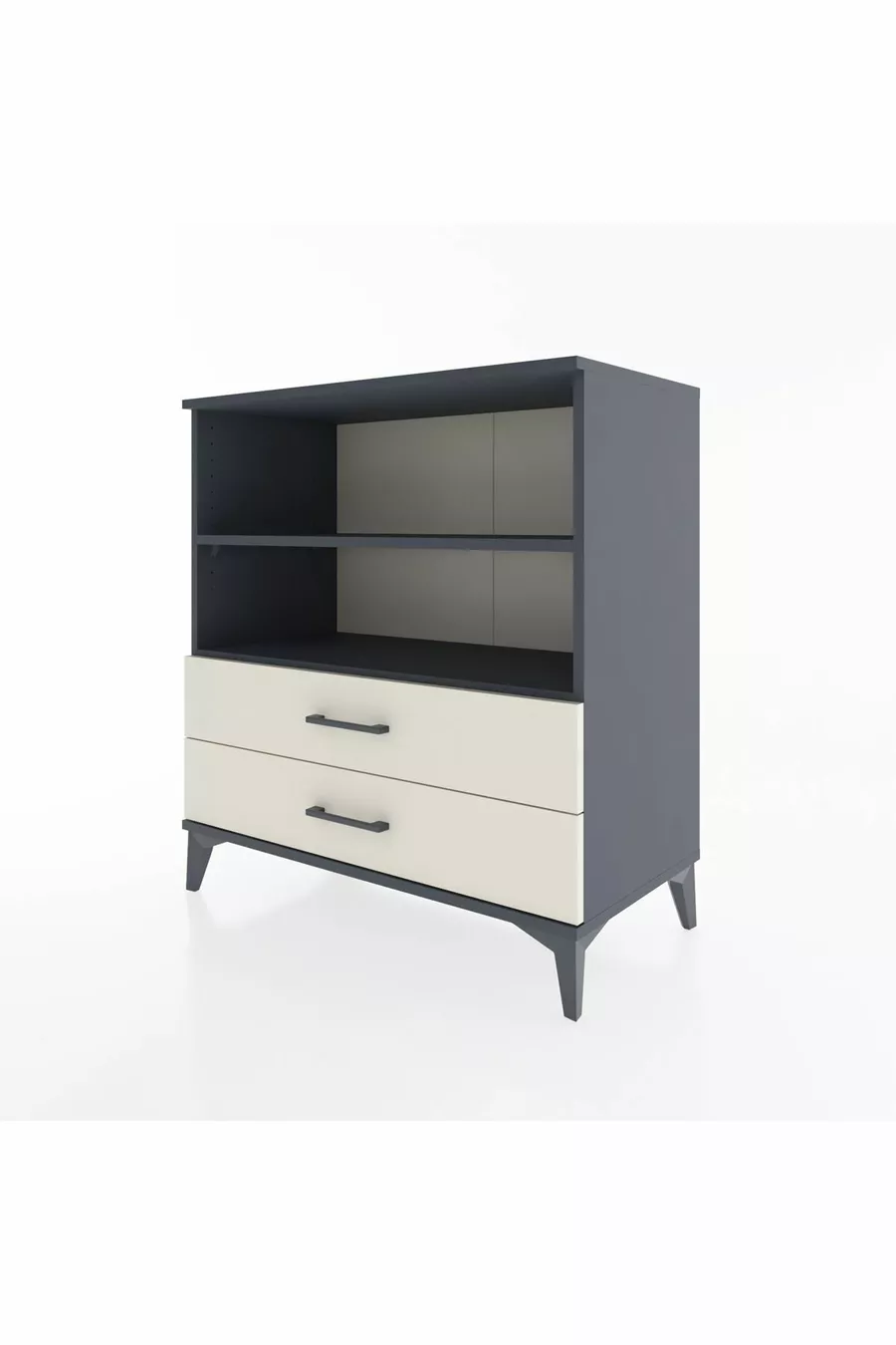 Commode Hyperion 2 étagères 2 tiroirs Anthracite-Pierre de Lune