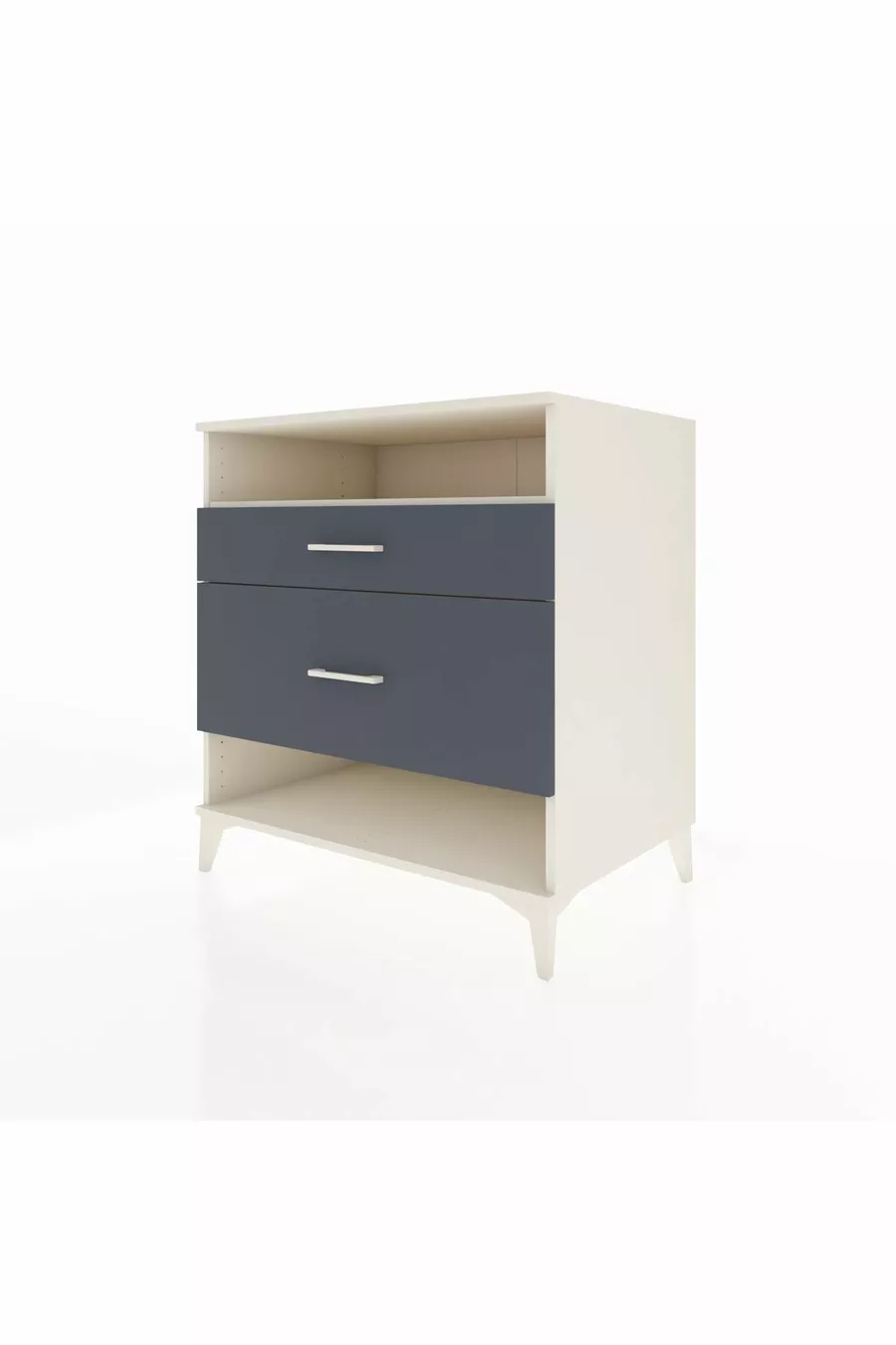 Commode Kronos à une étagère et 2 tiroirs, Pierre de lune-Anthracite