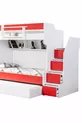 Lits superposés, Lit superposé Courageux avec petit lit - Rouge 2 matelas confort