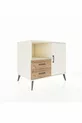 Commode Kronos avec 2 étagères, 2 tiroirs et 1 porte, Pierre de lune/Pierre de lune/Pin
