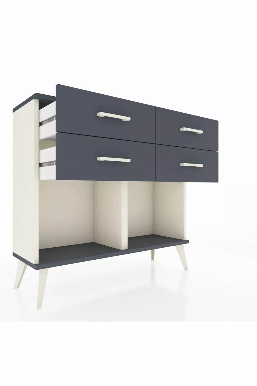 Commode Arges 4 tiroirs Pierre de lune-Anthracite