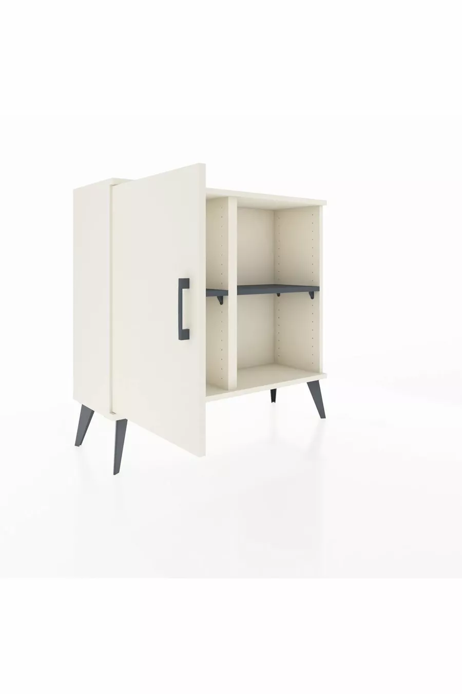 Commode Arges à 2 étagères avec une porte, couleur Pierre de lune/Anthracite