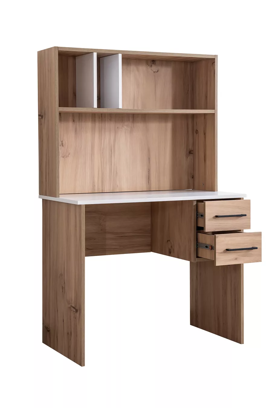 Chambre d'enfant Efes Armoire 3 Portes, Lit, Bureau, Commode, Table de Chevet Noyer Crème