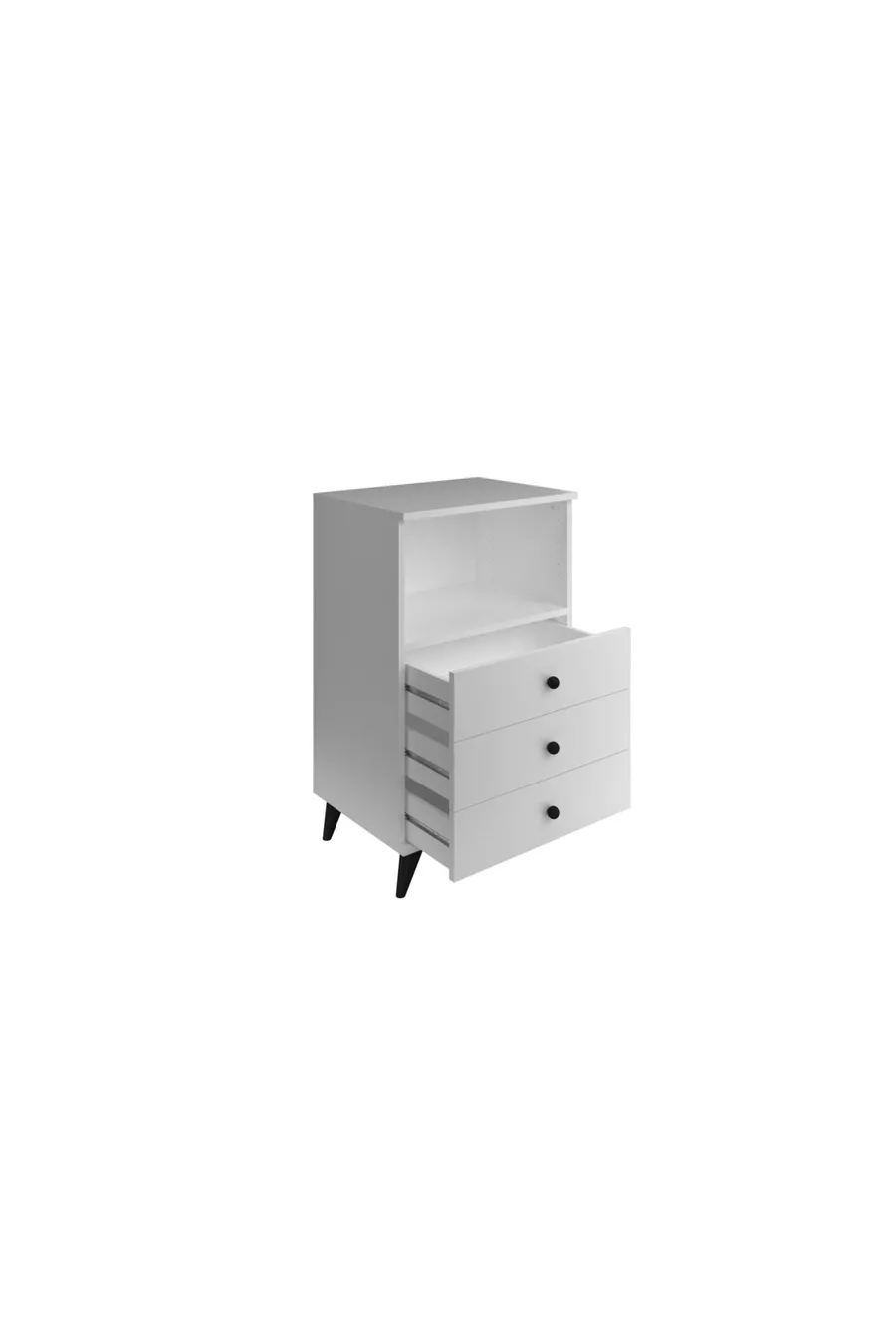 Commode simple à une étagère avec 3 tiroirs BLANC