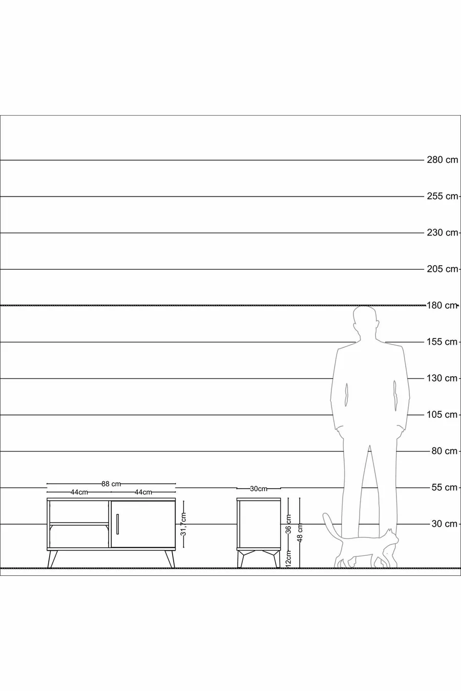 Commode Arges avec 2 étagères et 1 porte en pin - Gris anthracite