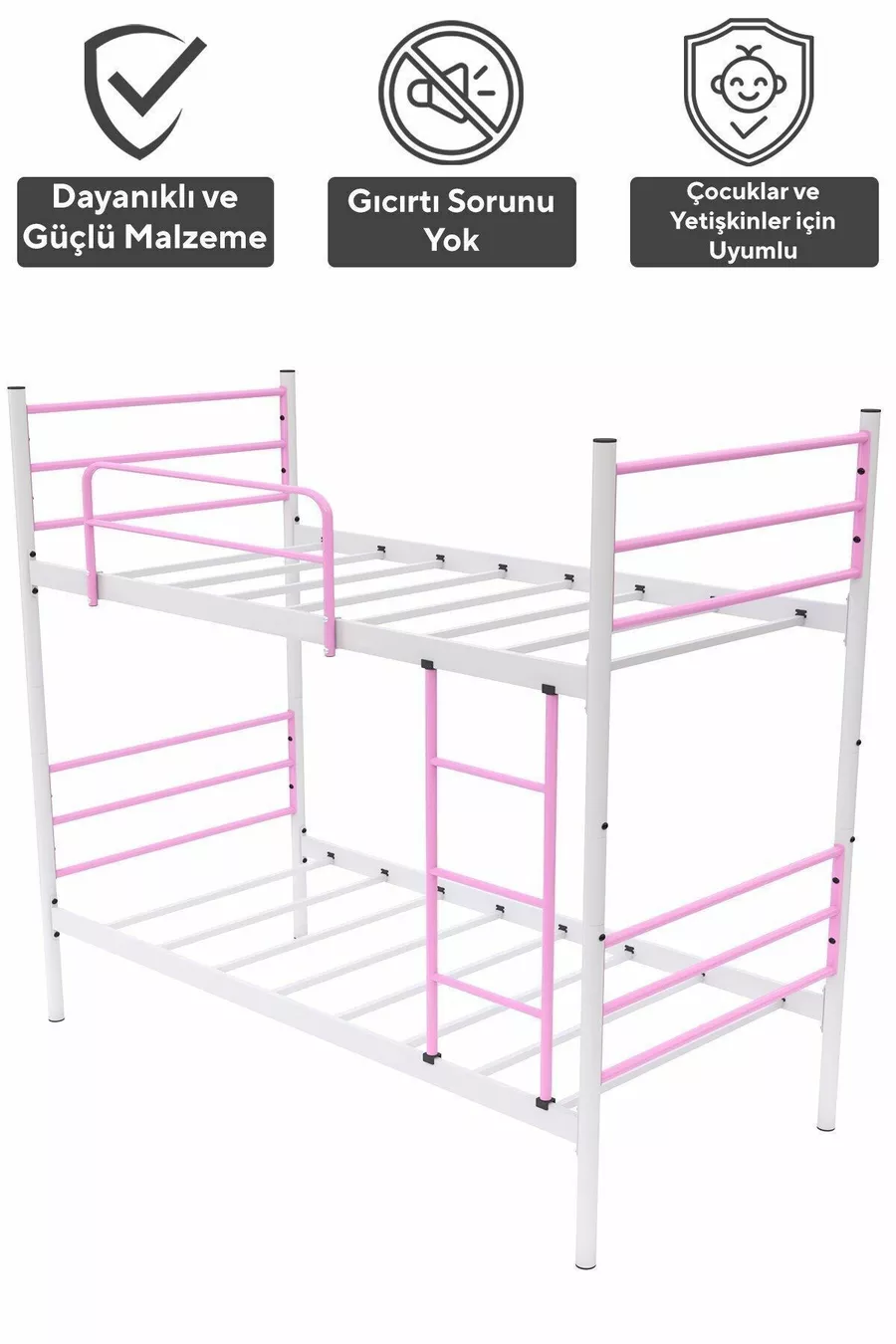 Lit superposé Trend compatible matelas Rose clair Métal démontable