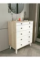 Commode Cordoba Blanc Brillant-marron 5 Tiroirs Commode de Campagne Table de Chevet en Bois