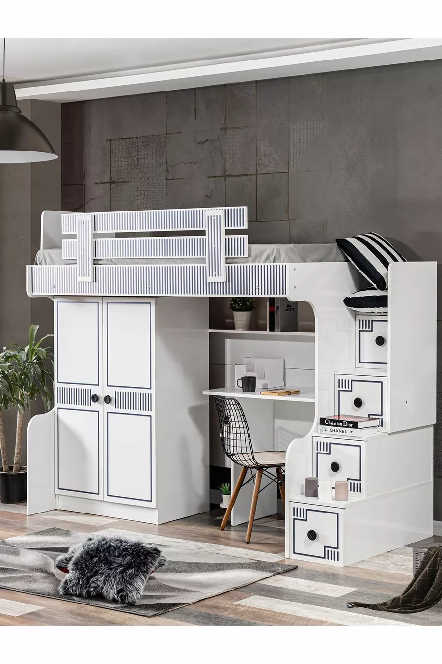 Lits superposés, Lits superposés avec armoire et bureau