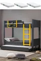 Lits superposés en profil MDF, lit superposé modulable Asya avec trois matelas confort