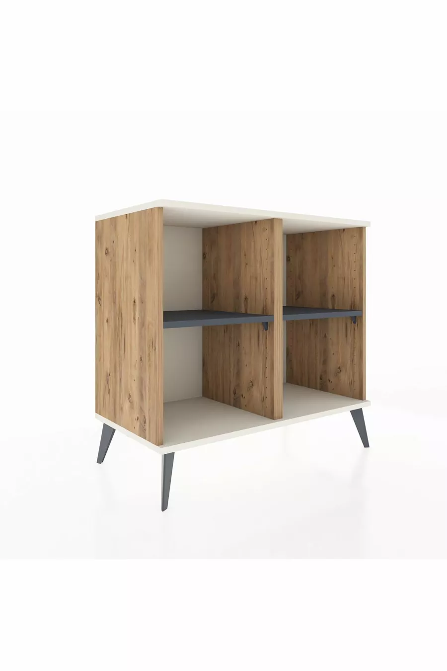 Commode Hyperion 2 étagères Pin-Pierre d'Agate/Anthracite