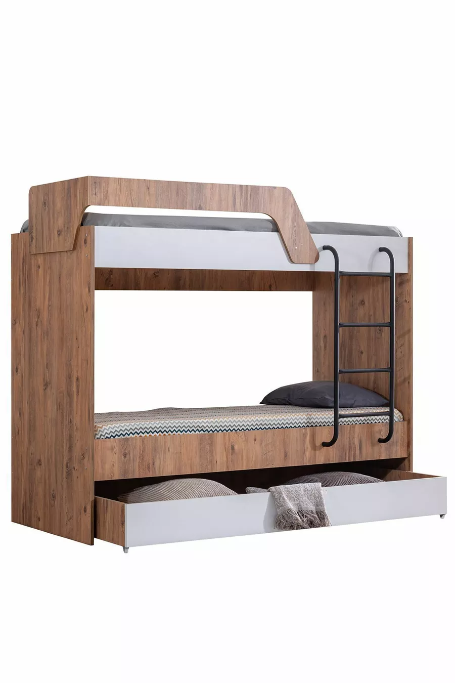 Lits superposés, lit superposé métallique à triple couche avec 3 matelas confort