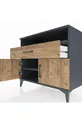 Commode Kronos avec 2 étagères, 1 tiroir et 2 portes, Anthracite-Sapin