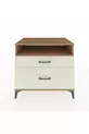 Commode Kronos à une étagère et 2 tiroirs en pin et pierre de lave
