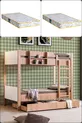 Lits superposés, Lit superposé avec couchage séparé en Asie, Noyer - Blanc + 2 matelas Comfort