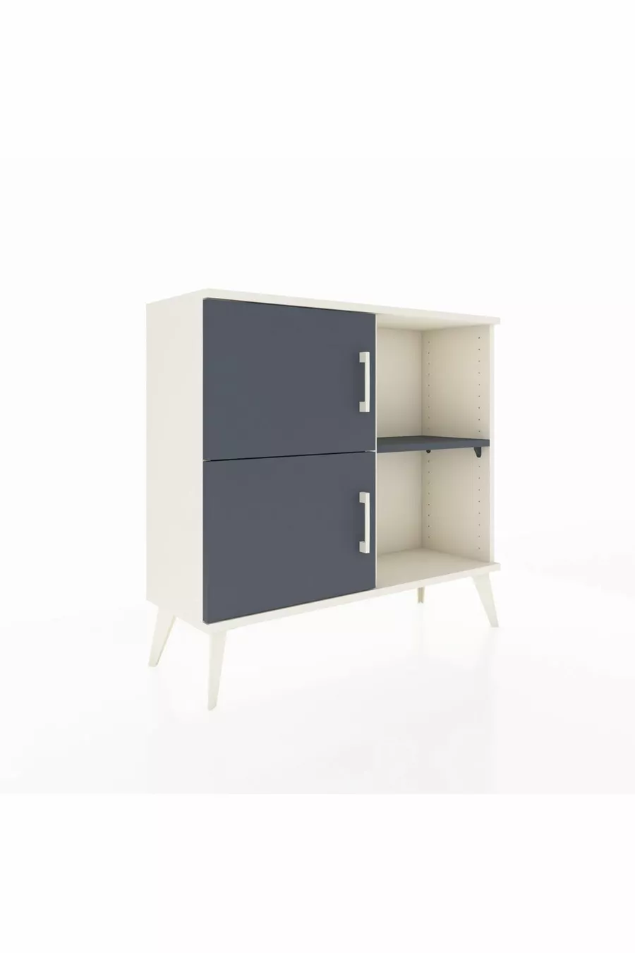 Commode Arges 2 étagères 2 portes Pierre de lune-Anthracite