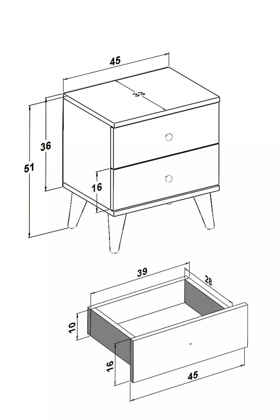 Table de chevet blanche brillante avec tiroirs de style campagne pour chambre à coucher