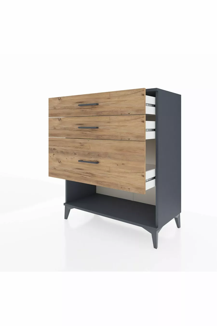 Commode Hyperion 3 tiroirs Anthracite-Sapin