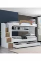 Lits superposés, Lit superposé avec lit d'appoint Inci - Noyer 2 matelas Comfort
