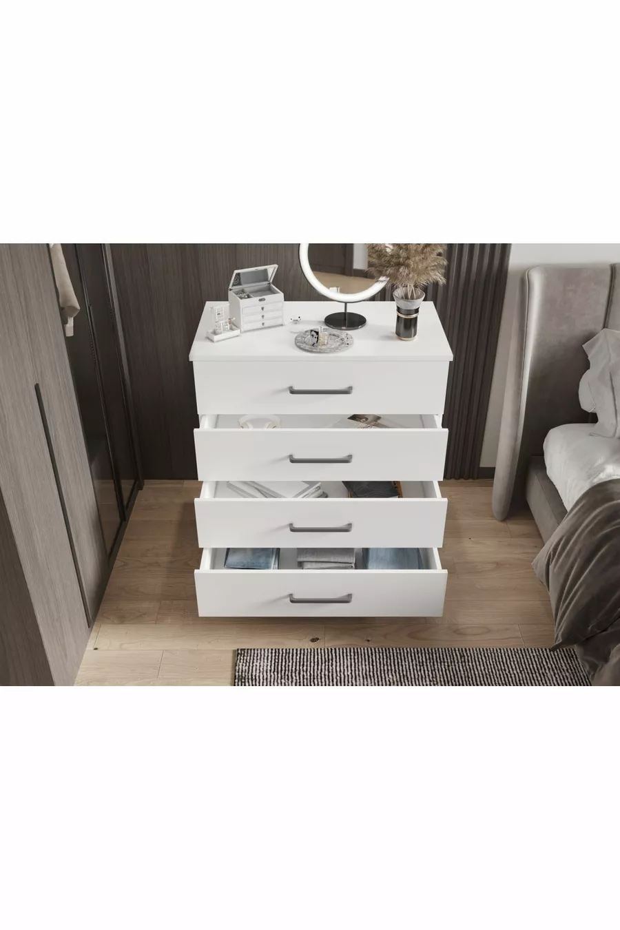 Commode à quatre tiroirs (BLANC BRILLANT)